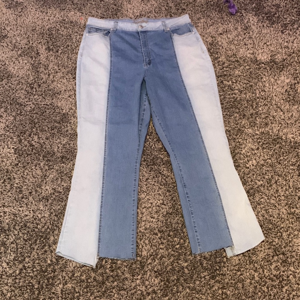 NWOT copper flesh two toned patchwork jeans
